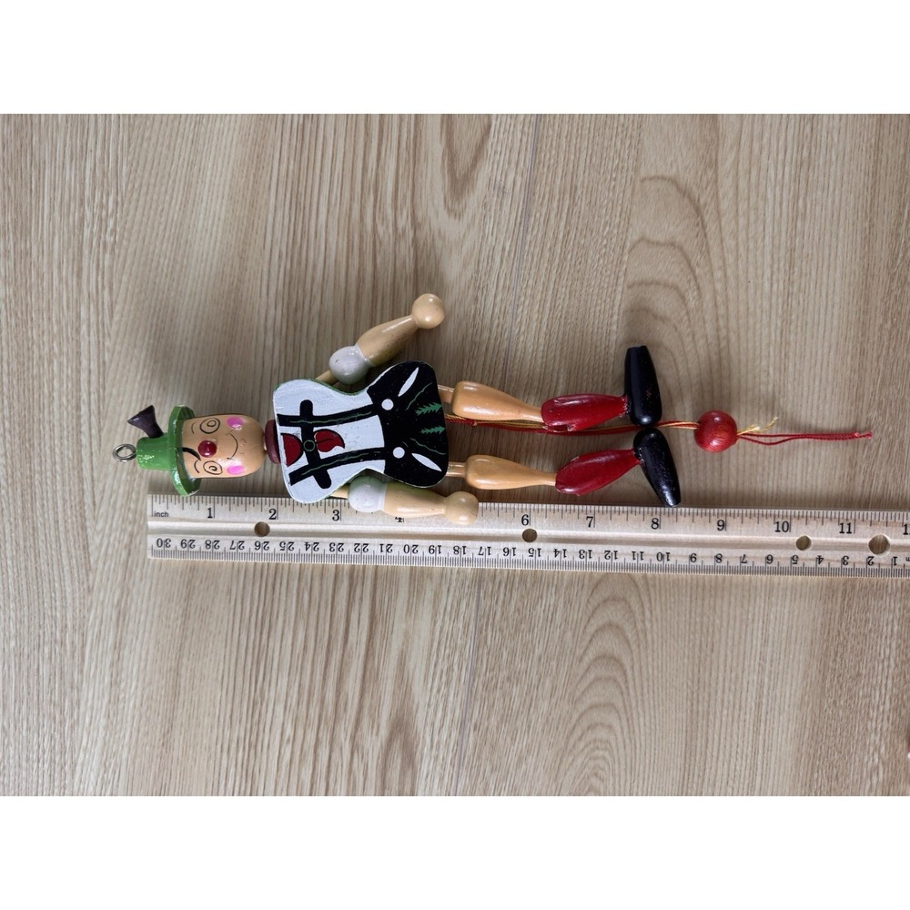 Vintage German Wooden Jumping Jack Pull String Puppet Ornament Folk Art 8" - Picture 8 of 11